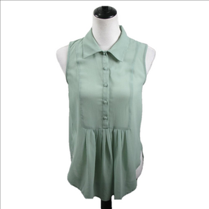 Haute Society Light Green Semi-Sheer Sleeveless Blouse Size Small